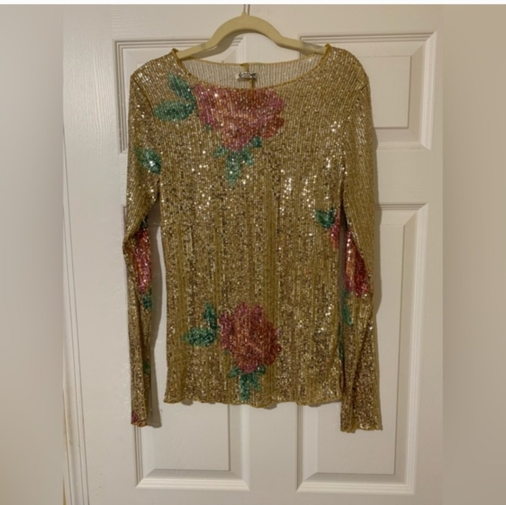 NWT Free People Intimately Free People Gold Rush Sequin Top Size Medium - Picture 7 of 11